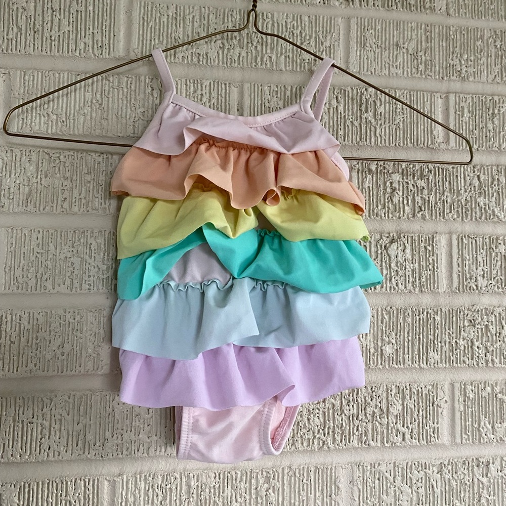 Baby Gap rainbow ruffle bathing suit